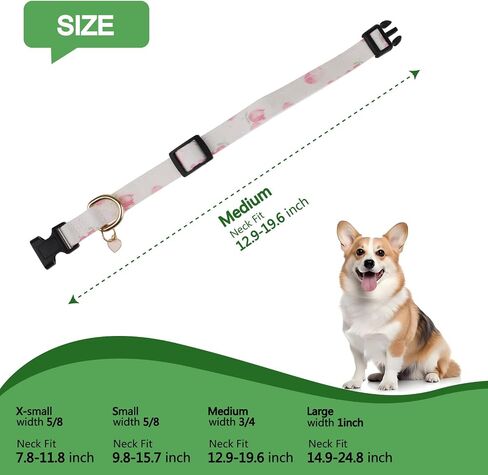 Pink Dog Collar with Flower Cute Girl Dog Collars for Medium Dogs Cats Adjustable Dog Collar for Female Floral Pet Collar for Small Medium Large Dogs (Pink, M) in Saudi Arabia