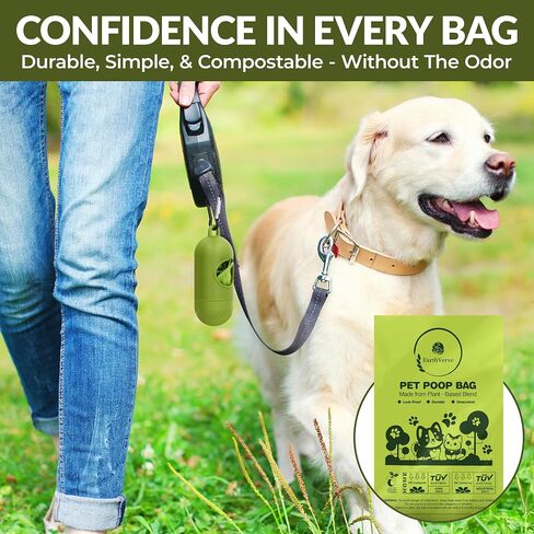 Dog & Cat Compostable Poop Bags (240 Counts w/Dispenser) - Plant Based, Enhanced Leak-Resistant, Odor-Resistant & Durable – Unscented,Sustainable Cleanup Solution –10% to Animal Rescue in Saudi Arabia