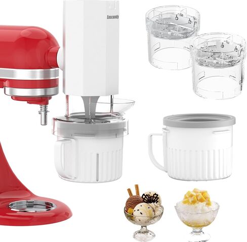 Shaved Ice Attachment and 2 Pack Ice Cream Maker Attachment Set Fit for KitchenAid Stand Mixer, BPA-Free, Compact Size Easy Store In The Freezer in Saudi Arabia
