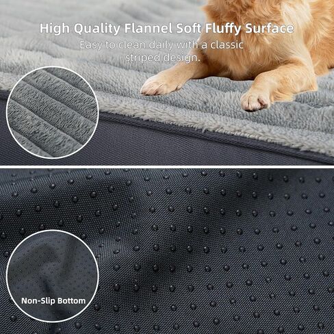 Dog Bed Large Sized Dogs, Orthopedic Flannel Pet Beds with Removable Washable Cover, Waterproof Indestructible Big Dog Bed with Anti-Slip Bottom, Egg Crate Memory Foam Pad, 35.0"x22.0"x3.0", Grey in Saudi Arabia