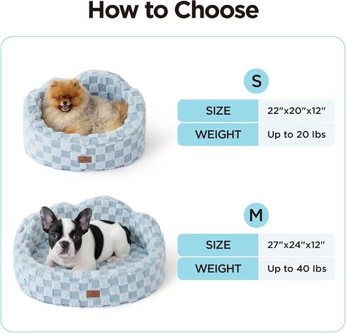 Joydeco Cloud Dog Bed for Small Dogs & Cats, Washable Pet Bed with Orthopedic Foam and Removable Checkered Plush Pad, Non-Slip Bottom for Indoor Puppies and Kittens, 27x24 Inch, White in Saudi Arabia