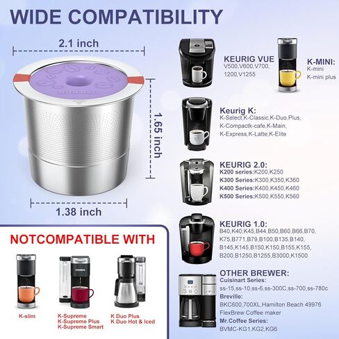 جراب قهوة قابل لإعادة الملء من Kcup: أكواب K من الفولاذ المقاوم للصدأ قابلة لإعادة الاستخدام لكوب Keurig المعدني K - فلتر قهوة وردي ورمادي قابل لإعادة الاستخدام لصانع القهوة Keurig 1.0 و2.0 - صديق للبيئة، تقنية تدفق الطبقة in Kuwait