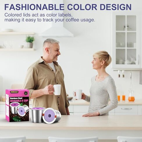 جراب قهوة قابل لإعادة الملء من Kcup: أكواب K من الفولاذ المقاوم للصدأ قابلة لإعادة الاستخدام لكوب Keurig المعدني K - فلتر قهوة وردي ورمادي قابل لإعادة الاستخدام لصانع القهوة Keurig 1.0 و2.0 - صديق للبيئة، تقنية تدفق الطبقة in Kuwait