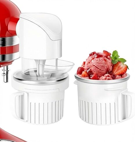 Two Bowls Ice Cream Maker Attachment Fits All KitchenAid Stand Mixer,1/4 Quart Double Batch Homemade Ice Cream, Gelato, Sorbet,Frozen Yogurt by Gomen in Kuwait