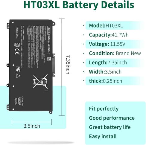 HT03XL L11119-855 بطارية الكمبيوتر المحمول ل HP بافيليون 14-CE 14-CF 14-DF 15-CS 15-DA 15-DB 15-DW 17-by 17-CA Series 15-CS0053CL 15-DW0033NR 15-DA0014DX L11421-542 L11421 -2C2 HSTNN-UB7J HSTNN-DB8R HT03041XL in Kuwait