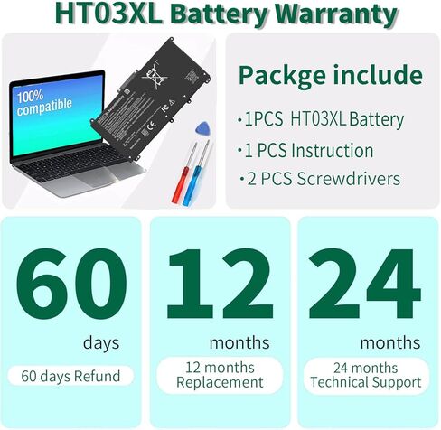 HT03XL L11119-855 بطارية الكمبيوتر المحمول ل HP بافيليون 14-CE 14-CF 14-DF 15-CS 15-DA 15-DB 15-DW 17-by 17-CA Series 15-CS0053CL 15-DW0033NR 15-DA0014DX L11421-542 L11421 -2C2 HSTNN-UB7J HSTNN-DB8R HT03041XL in Kuwait