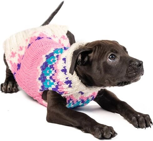 Chilly Dog Pink Ski Bum Fairisle Dog Sweater (X-Small) in Saudi Arabia