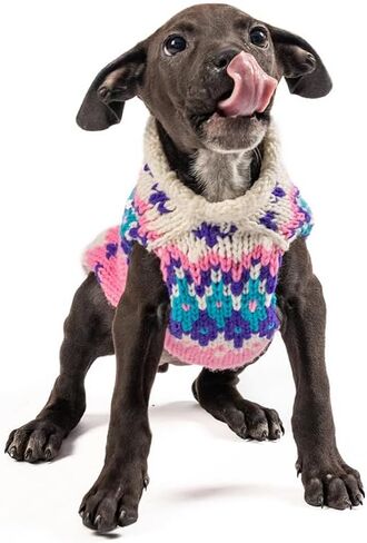 Chilly Dog Pink Ski Bum Fairisle Dog Sweater (X-Small) in Saudi Arabia