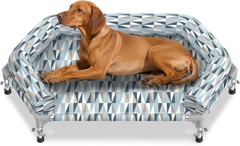 Orthopedic Dog Bed - Beds Bolster,Cooling Elevated Dog Beds with Metal Frame,Raised Dogs Bed,Easy to Assemble,Up to 50 lbs,Small (24.5" L x 24.5" W x 6.7" Th) in Saudi Arabia
