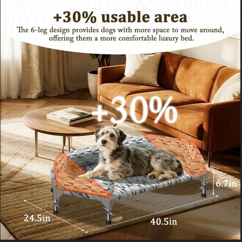Orthopedic Dog Bed - Beds Bolster,Cooling Elevated Dog Beds with Metal Frame,Raised Dogs Bed,Easy to Assemble,Up to 50 lbs,Small (24.5" L x 24.5" W x 6.7" Th) in Saudi Arabia