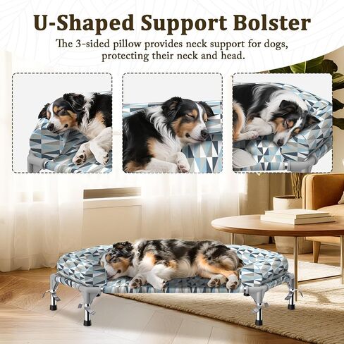 Orthopedic Dog Bed - Beds Bolster,Cooling Elevated Dog Beds with Metal Frame,Raised Dogs Bed,Easy to Assemble,Up to 50 lbs,Small (24.5" L x 24.5" W x 6.7" Th) in Saudi Arabia