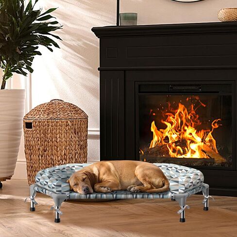 Orthopedic Dog Bed - Beds Bolster,Cooling Elevated Dog Beds with Metal Frame,Raised Dogs Bed,Easy to Assemble,Up to 50 lbs,Small (24.5" L x 24.5" W x 6.7" Th) in Saudi Arabia