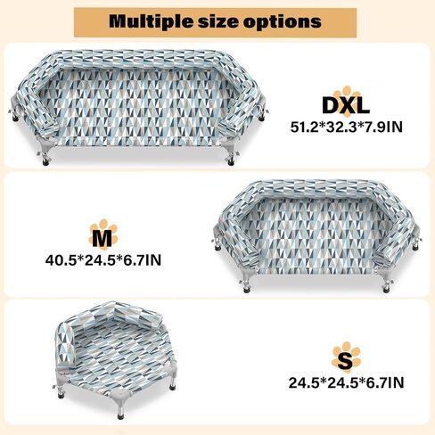 Orthopedic Dog Bed - Beds Bolster,Cooling Elevated Dog Beds with Metal Frame,Raised Dogs Bed,Easy to Assemble,Up to 50 lbs,Small (24.5" L x 24.5" W x 6.7" Th) in Saudi Arabia