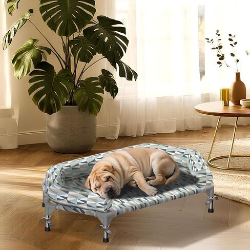 Orthopedic Dog Bed - Beds Bolster,Cooling Elevated Dog Beds with Metal Frame,Raised Dogs Bed,Easy to Assemble,Up to 50 lbs,Small (24.5" L x 24.5" W x 6.7" Th) in Saudi Arabia