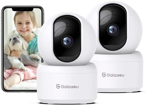 GALAYOU Indoor Cameras for Home Security/Baby Monitoring in 2K, G2 2Pack | Pet/Nanny Camera/Baby Monitor with Night Vision, Siren, 24/7 TF Card Storage, PTZ, Two-Way Talk, Wired Plug, 2.4Ghz Wi-Fi in Saudi Arabia