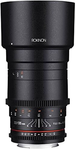 Rokinon Cine DS 135mm T2.2 ED UMC Telephoto Cine Lens for Canon EF Digital SLR Cameras Black | Cinema lens provides smooth manual focus and consistent optical performance for professional video production. in Kuwait