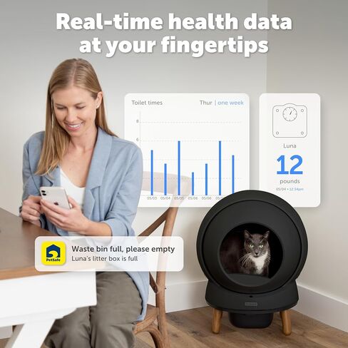 PetSafe ScoopFree SmartSpin Self-Cleaning Cat Litter Box, Black – Advanced Odor Control, App Controlled with Health Monitoring, Works with Any Litter, Up to 2 Weeks of Hands-Free Cleaning in Saudi Arabia