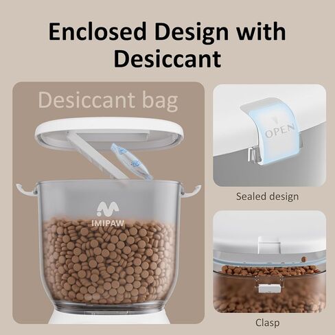 وحدة تغذية تلقائية للقطط WiFi: وحدة تغذية تلقائية ذكية 5G للحيوانات الأليفة مع جهاز تحكم عن بعد في التطبيق - موزع طعام للقطط مزود بقفل محكم - طازج - سهل التنظيف وإمداد طاقة مزدوج 1-10 وجبات في اليوم in Kuwait