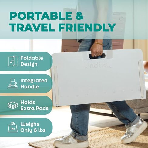 KindTail Pee PAWD - Holds Standard 24" x 24" Potty Pads - Leakproof Tray with Non-Slip Bottom, 1.5" Raised Edge & Modular Side Panel - Easy-to-Clean Plastic - Foldable Design - Handle for Travel in Saudi Arabia