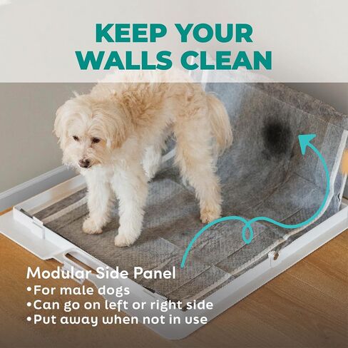 KindTail Pee PAWD - Holds Standard 24" x 24" Potty Pads - Leakproof Tray with Non-Slip Bottom, 1.5" Raised Edge & Modular Side Panel - Easy-to-Clean Plastic - Foldable Design - Handle for Travel in Saudi Arabia