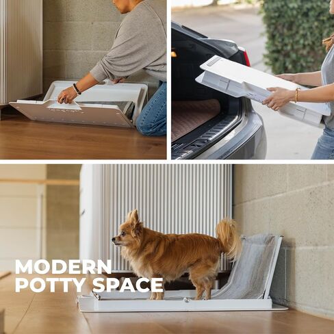 KindTail Pee PAWD - Holds Standard 24" x 24" Potty Pads - Leakproof Tray with Non-Slip Bottom, 1.5" Raised Edge & Modular Side Panel - Easy-to-Clean Plastic - Foldable Design - Handle for Travel in Saudi Arabia