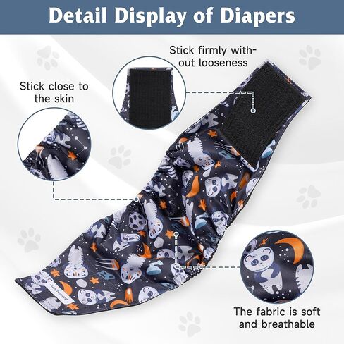 3 Pack Dog Diapers Male Reusable, High Absorbing Washable Dog Wraps, Male Dog Belly Band for Dogs with Incontinence or Frequent Urination(Small, Fox) in Kuwait