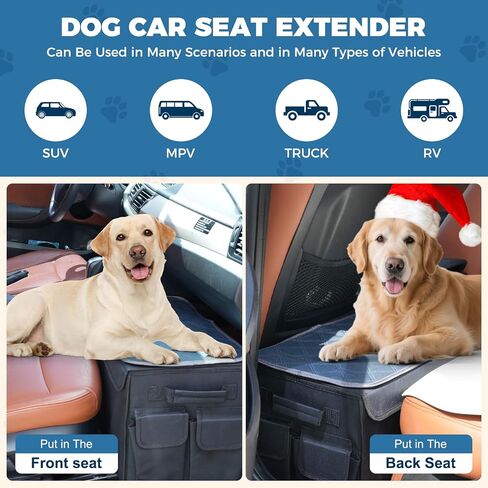 Back Seat Extender for Large Dogs Up to 200 Lbs, Adjustable Dog Back Seat Extender with Cushion & Storage Box, Car Organizer Gap Filler for Front or Back Seat in Saudi Arabia