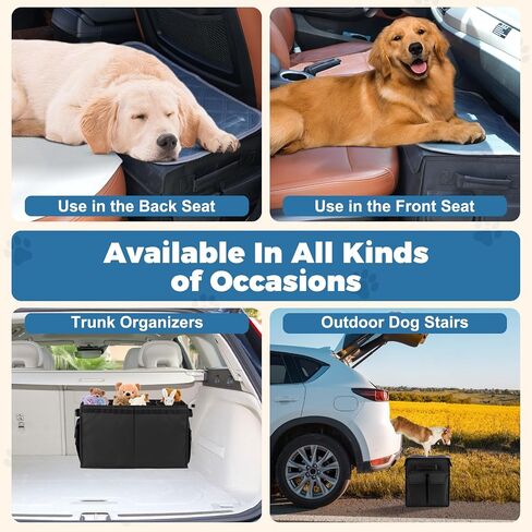 Back Seat Extender for Large Dogs Up to 200 Lbs, Adjustable Dog Back Seat Extender with Cushion & Storage Box, Car Organizer Gap Filler for Front or Back Seat in Saudi Arabia