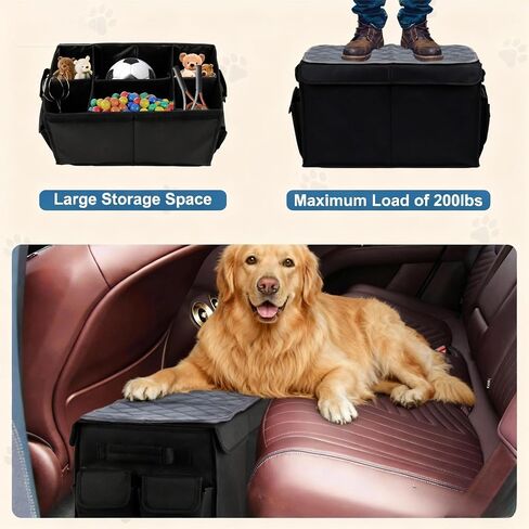 Back Seat Extender for Large Dogs Up to 200 Lbs, Adjustable Dog Back Seat Extender with Cushion & Storage Box, Car Organizer Gap Filler for Front or Back Seat in Saudi Arabia