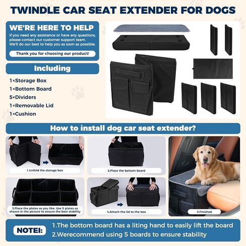 Back Seat Extender for Large Dogs Up to 200 Lbs, Adjustable Dog Back Seat Extender with Cushion & Storage Box, Car Organizer Gap Filler for Front or Back Seat in Saudi Arabia