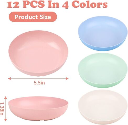 [12 Pack] Cat Dishes Whisker Friendly, Shallow Wide Pet Food and Water Bowl, 5.5 Inch Cat Food Dish, Friendly Wet Feeding Bowl, Durable Wheat Straw Pet Bowls, Pet Plate for Kittens (Indoor/Outdoor) in Saudi Arabia