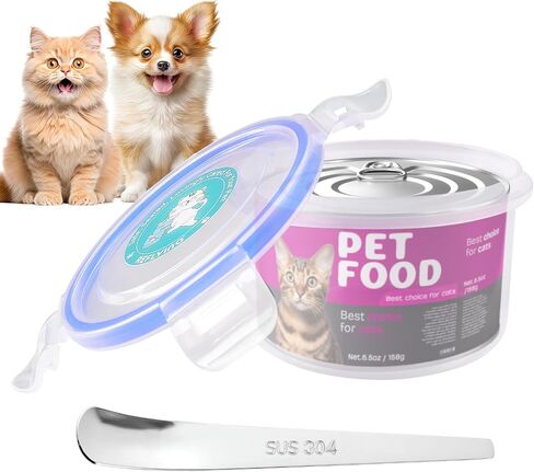 REFLYING Canned Cat Food Storage Lids,Reusable Airtight Can Cover Pet Food Sealer - Keeps Cat Food Storage Can Fresh, Cat Food Container Eliminates Odor, Easy To Use With SUS 304 Spoon,Can Opener in Saudi Arabia