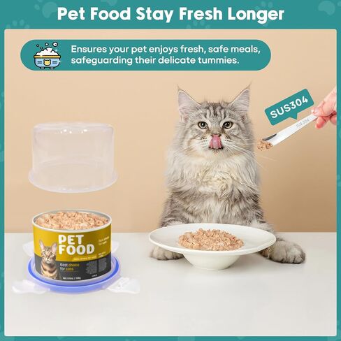 REFLYING Canned Cat Food Storage Lids,Reusable Airtight Can Cover Pet Food Sealer - Keeps Cat Food Storage Can Fresh, Cat Food Container Eliminates Odor, Easy To Use With SUS 304 Spoon,Can Opener in Saudi Arabia