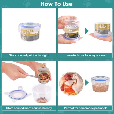 REFLYING Canned Cat Food Storage Lids,Reusable Airtight Can Cover Pet Food Sealer - Keeps Cat Food Storage Can Fresh, Cat Food Container Eliminates Odor, Easy To Use With SUS 304 Spoon,Can Opener in Saudi Arabia