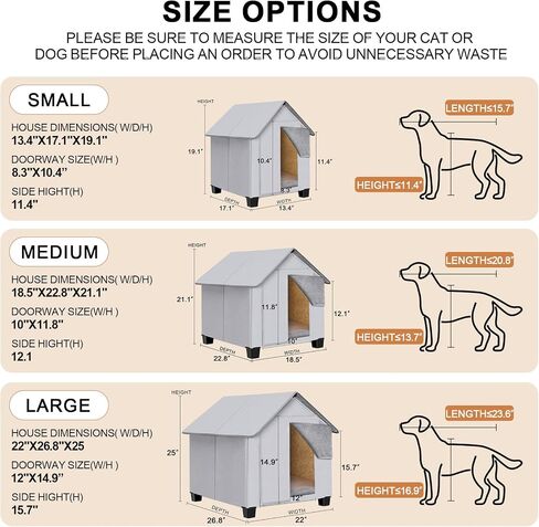 Outdoor Dog House, Elevated Foldable Dog Cave Bed with Removable Plush Mat for Small Dogs and Cats Up to 15.7 Inches Long in Saudi Arabia