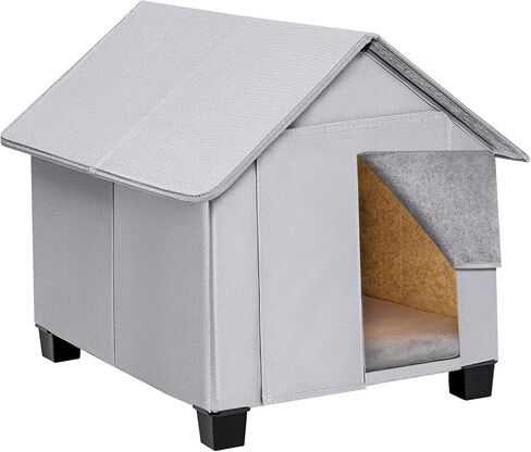 Outdoor Dog House, Elevated Foldable Dog Cave Bed with Removable Plush Mat for Small Dogs and Cats Up to 15.7 Inches Long in Saudi Arabia
