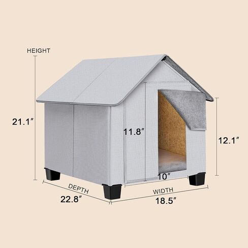 Outdoor Dog House, Elevated Foldable Dog Cave Bed with Removable Plush Mat for Small Dogs and Cats Up to 15.7 Inches Long in Saudi Arabia
