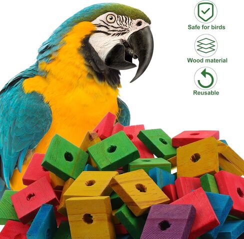 Gatuida 100 قطعة كتل خشبية لعب الببغاء قفص الطيور مضغ كتل خشبية للببغاوات لتقوم بها بنفسك لوازم التقطيع in Saudi Arabia