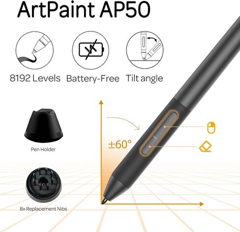 GAOMON PD1161 11.6 Inches HD IPS Tilt Support Graphics Drawing Pen Display with 8 Shortcuts and 8192 Levels Battery-Free AP50 Stylus in Saudi Arabia