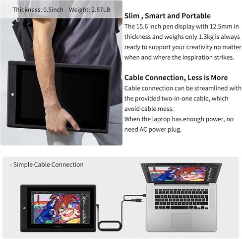 GAOMON PD1161 11.6 Inches HD IPS Tilt Support Graphics Drawing Pen Display with 8 Shortcuts and 8192 Levels Battery-Free AP50 Stylus in Saudi Arabia