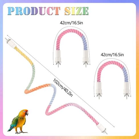 3Pcs Rope Perches for Bird Cages, Bendable Climbing Rope Cage Accessory Toy, Perfect for Parrots Cockatiels & Budgies, BirdToys, Swings & Ladders for Medium Birds in Saudi Arabia