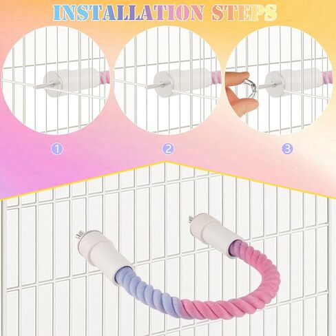 3Pcs Rope Perches for Bird Cages, Bendable Climbing Rope Cage Accessory Toy, Perfect for Parrots Cockatiels & Budgies, BirdToys, Swings & Ladders for Medium Birds in Saudi Arabia