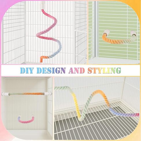 3Pcs Rope Perches for Bird Cages, Bendable Climbing Rope Cage Accessory Toy, Perfect for Parrots Cockatiels & Budgies, BirdToys, Swings & Ladders for Medium Birds in Saudi Arabia