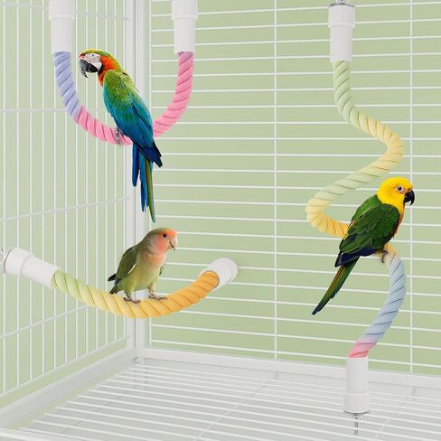 3Pcs Rope Perches for Bird Cages, Bendable Climbing Rope Cage Accessory Toy, Perfect for Parrots Cockatiels & Budgies, BirdToys, Swings & Ladders for Medium Birds in Saudi Arabia