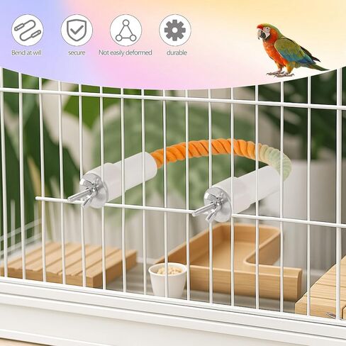 3Pcs Rope Perches for Bird Cages, Bendable Climbing Rope Cage Accessory Toy, Perfect for Parrots Cockatiels & Budgies, BirdToys, Swings & Ladders for Medium Birds in Saudi Arabia