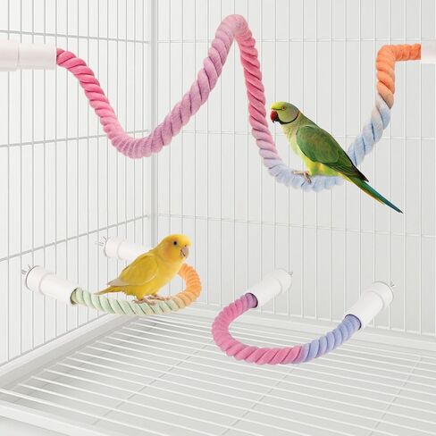 3Pcs Rope Perches for Bird Cages, Bendable Climbing Rope Cage Accessory Toy, Perfect for Parrots Cockatiels & Budgies, BirdToys, Swings & Ladders for Medium Birds in Saudi Arabia