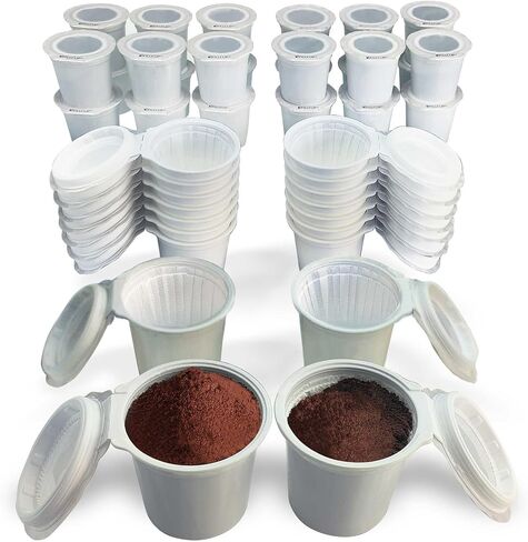 أكواب iFillCup القابلة لإعادة التعبئة - تحتوي على 50% من القهوة أكثر للحصول على مشروب أكثر ثراءً وأكبر حجمًا، توافق عالمي مع أكواب K، راعي بطل الميدالية الذهبية، قابلة لإعادة الاستخدام حتى 5 مرات | 42 عبوة بيضاء in Kuwait