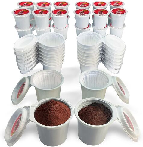 أكواب iFillCup القابلة لإعادة التعبئة - تحتوي على 50% من القهوة أكثر للحصول على مشروب أكثر ثراءً وأكبر حجمًا، توافق عالمي مع أكواب K، راعي بطل الميدالية الذهبية، قابلة لإعادة الاستخدام حتى 5 مرات | 42 عبوة بيضاء in Kuwait