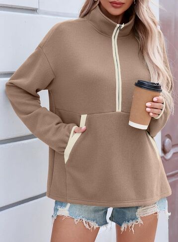 SHEWIN Womens Sweatshirt Lightweight V Neck Sweatshirts for Women Half Zip Pullover Fall Clothes for Women 2025 in Saudi Arabia
