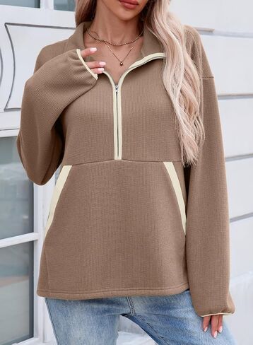 SHEWIN Womens Sweatshirt Lightweight V Neck Sweatshirts for Women Half Zip Pullover Fall Clothes for Women 2025 in Saudi Arabia